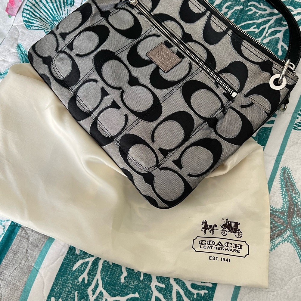 Coach Black and Gray Crossbody Purse or bag with Signature Pattern - Picture 12 of 12